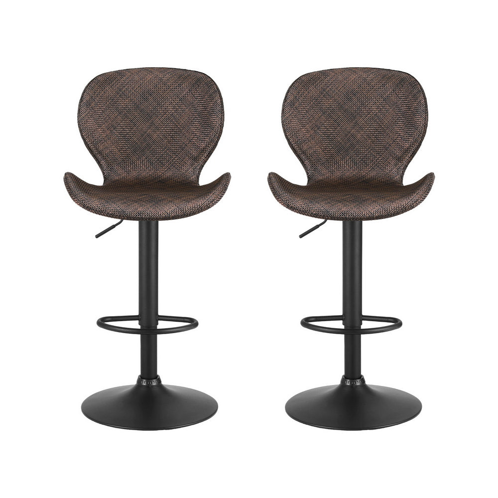 2x Artiss Bar Stools Kitchen Counter Rattan Chairs PU Leather Padding
