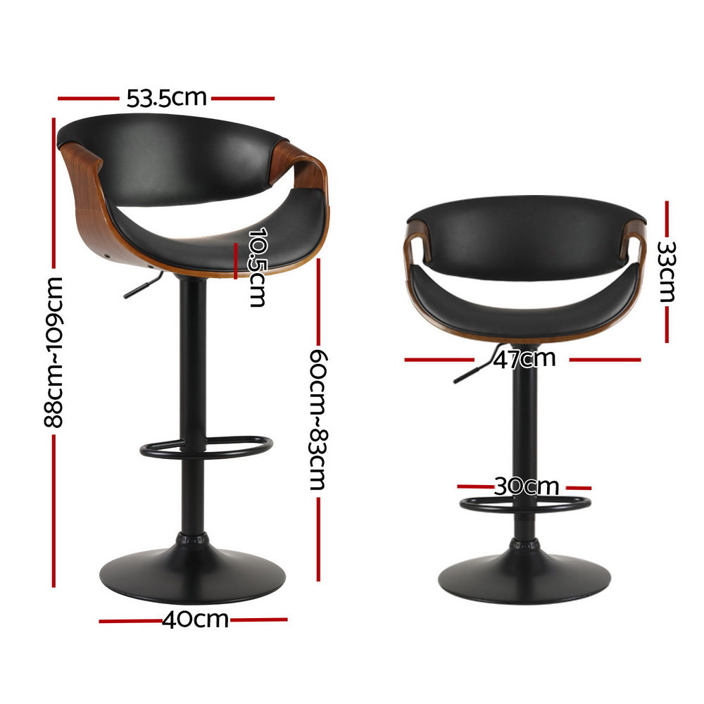 Artiss 4x Bar Stools Kitchen Swivel Gas Lift Counter Chair Wing PE Rattan Brown