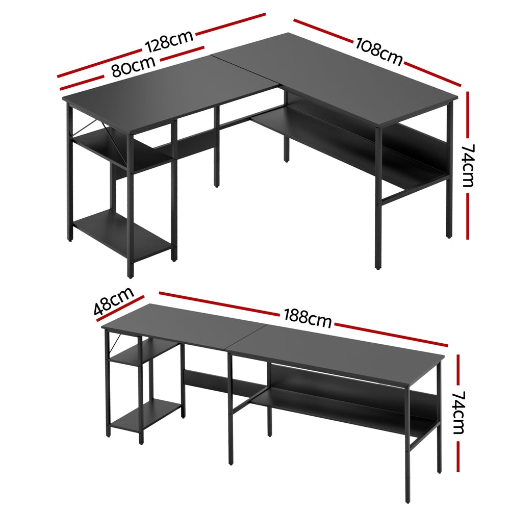 Artiss Computer Desk L-Shape CPU Stand Black 147CM