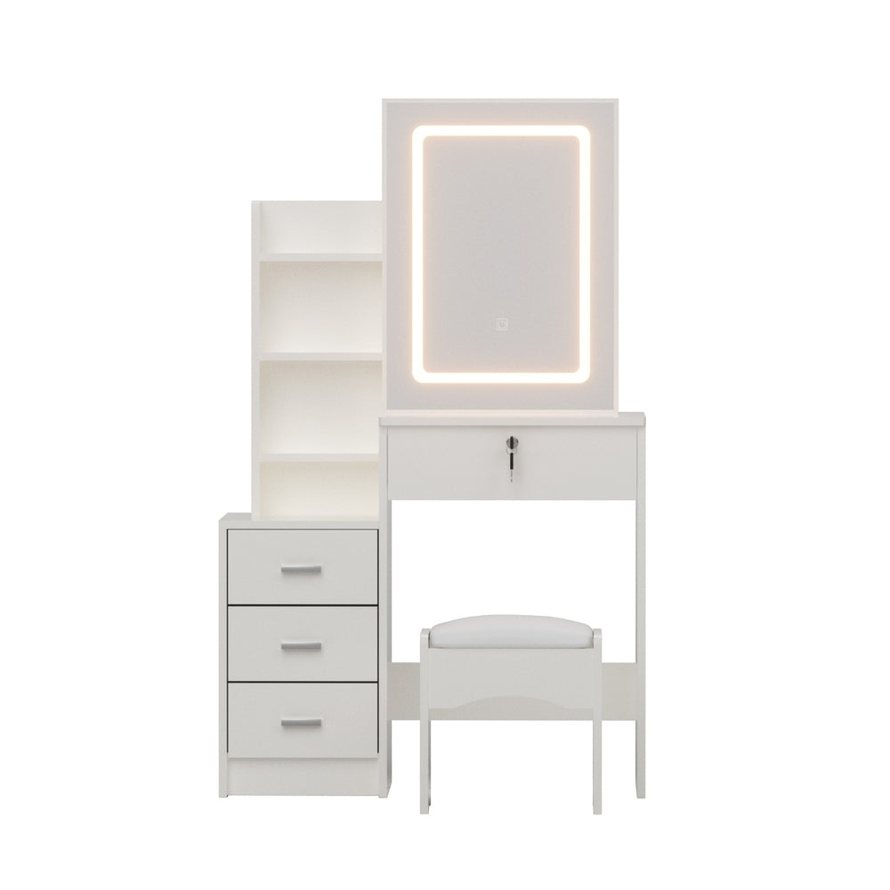 Artiss Dressing Table Vanity Desk Set Stool 12 Led Bulbs White main image 1