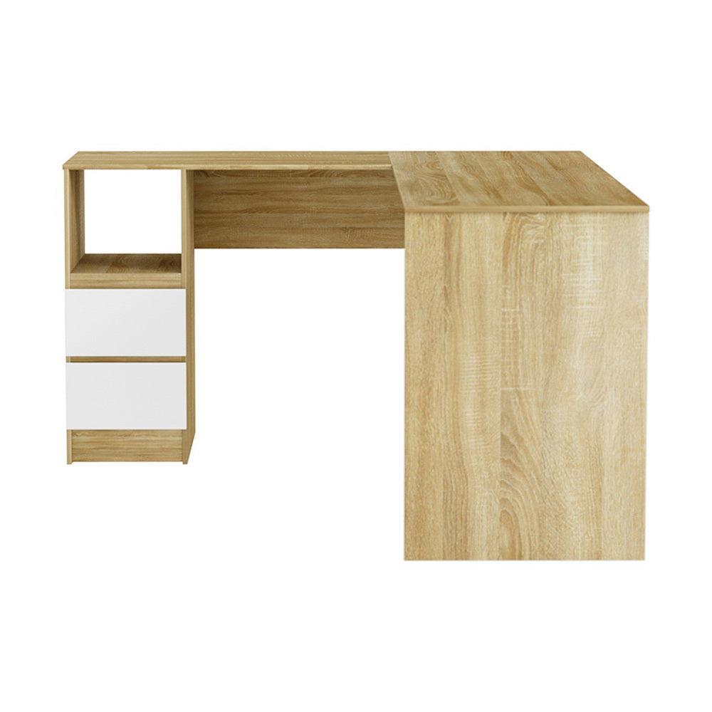 Artiss Computer Desk Shelf L-Shape White 136CM main image 1