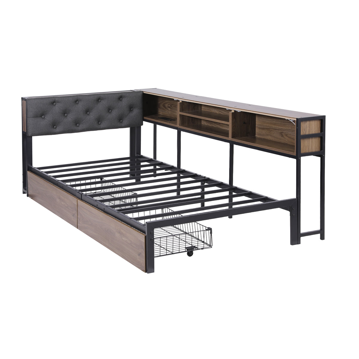 Buy Artiss Bed Frame Single Size with 2 Drawers and Charging Station ...