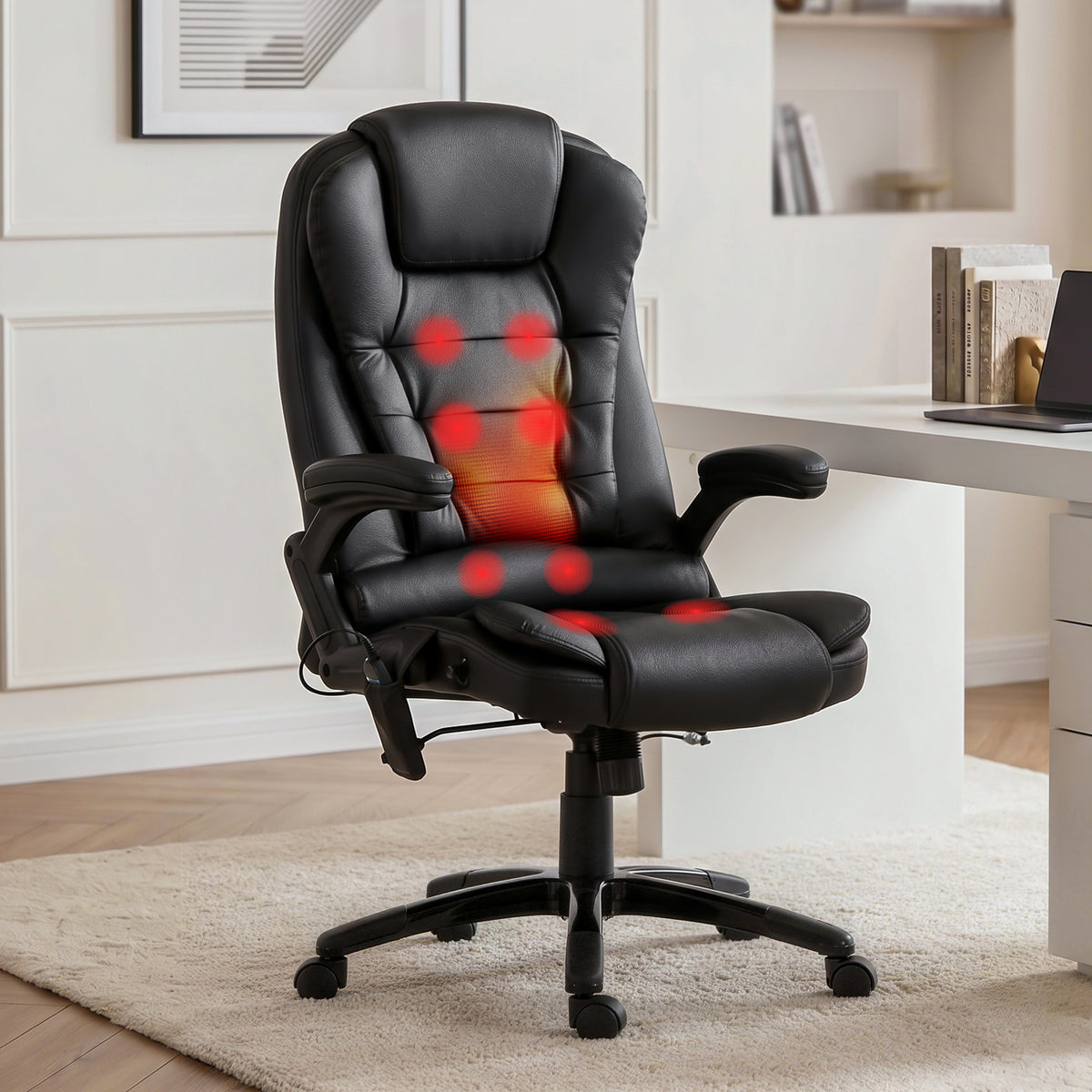 Buy Artiss 8 Point Massage Office Chair Heated Seat Recliner PU Black  Online