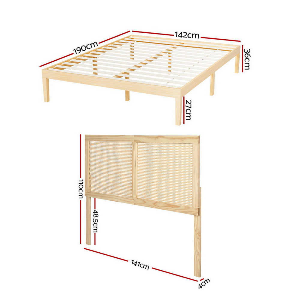 Artiss Bed Frame Double Size Wooden Base Mattress Platform Timber Pine AMBA