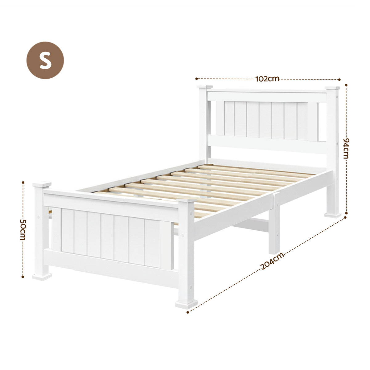 Buy Artiss Bed Frame Single Size Wooden White RIO Online - Artiss