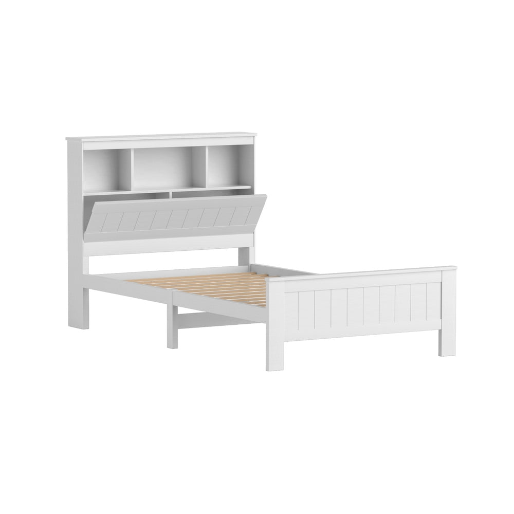 Buy Artiss Bed Frame King Single Size Wooden with 3 Shelves Bed Head ...