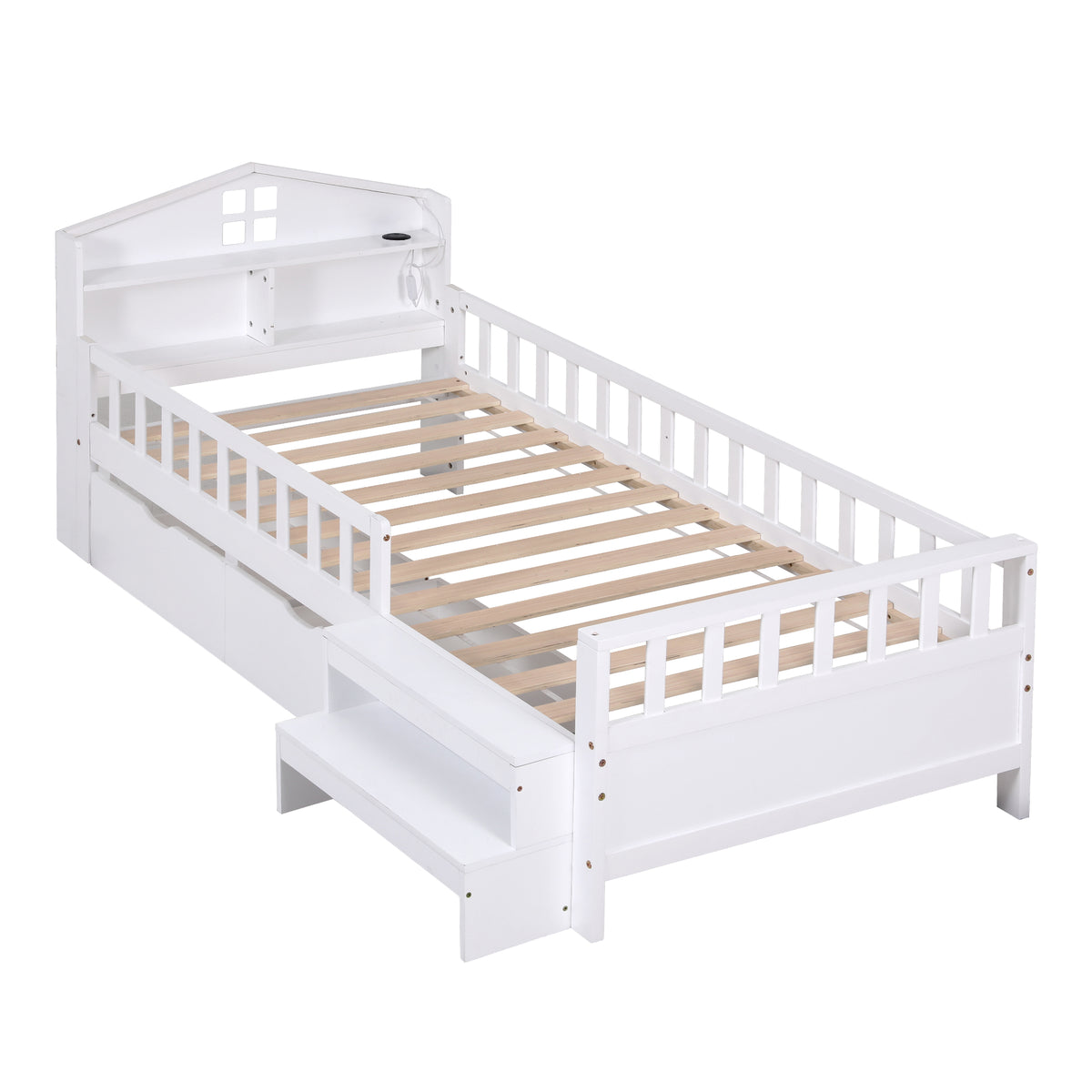 Buy Artiss Single Bed Frame with 2 Storage Drawers, Montessori Bed with ...