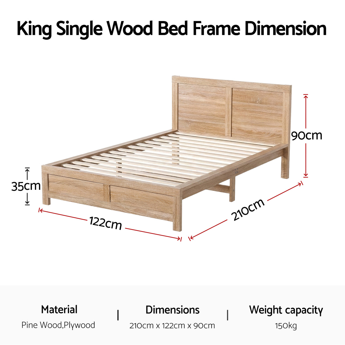 Buy Artiss King Single Bed Frame Wooden Bed Base Online - Artiss