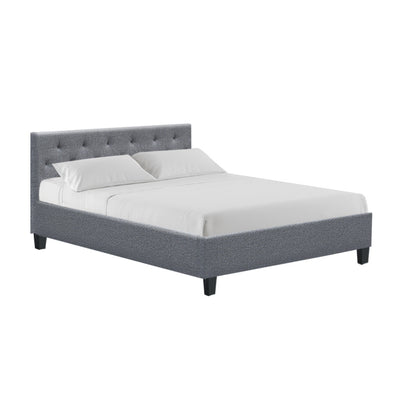 Artiss Vanke Bed Frame Fabric- Grey Double - Artiss