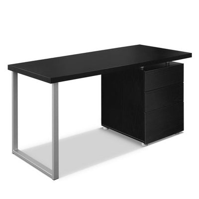 Artiss Metal Desk with 3 Drawers - Black - Artiss
