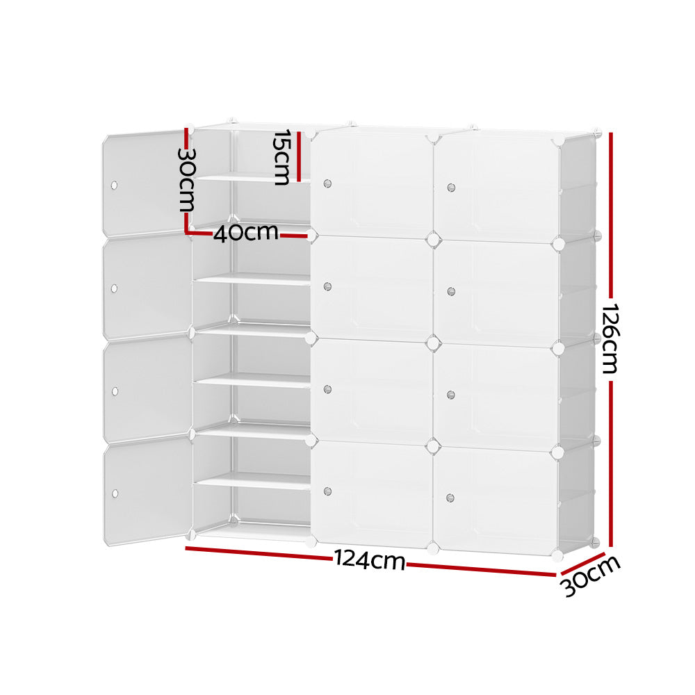 Buy Artiss Shoe Box DIY Set of 12 Storage Cube Stackable White Online ...