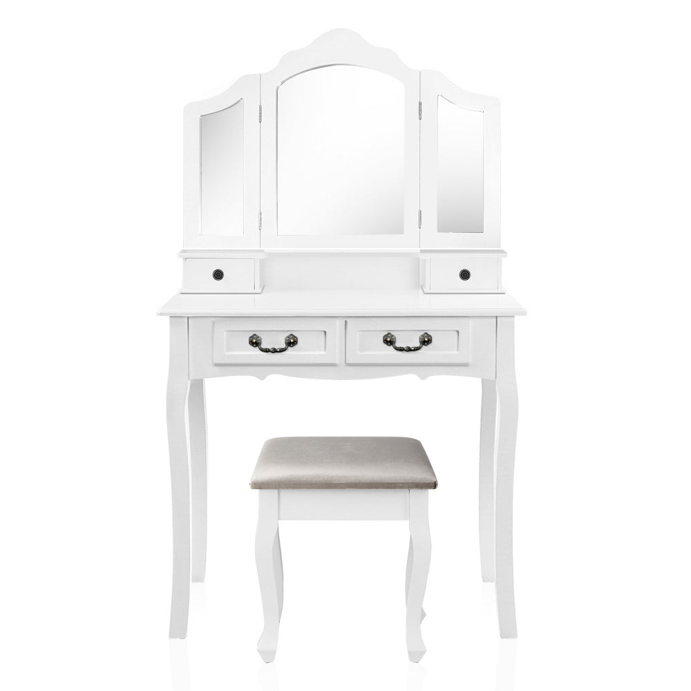 Buy Artiss Dressing Table Stool Set Foldable Mirror White Online Artiss