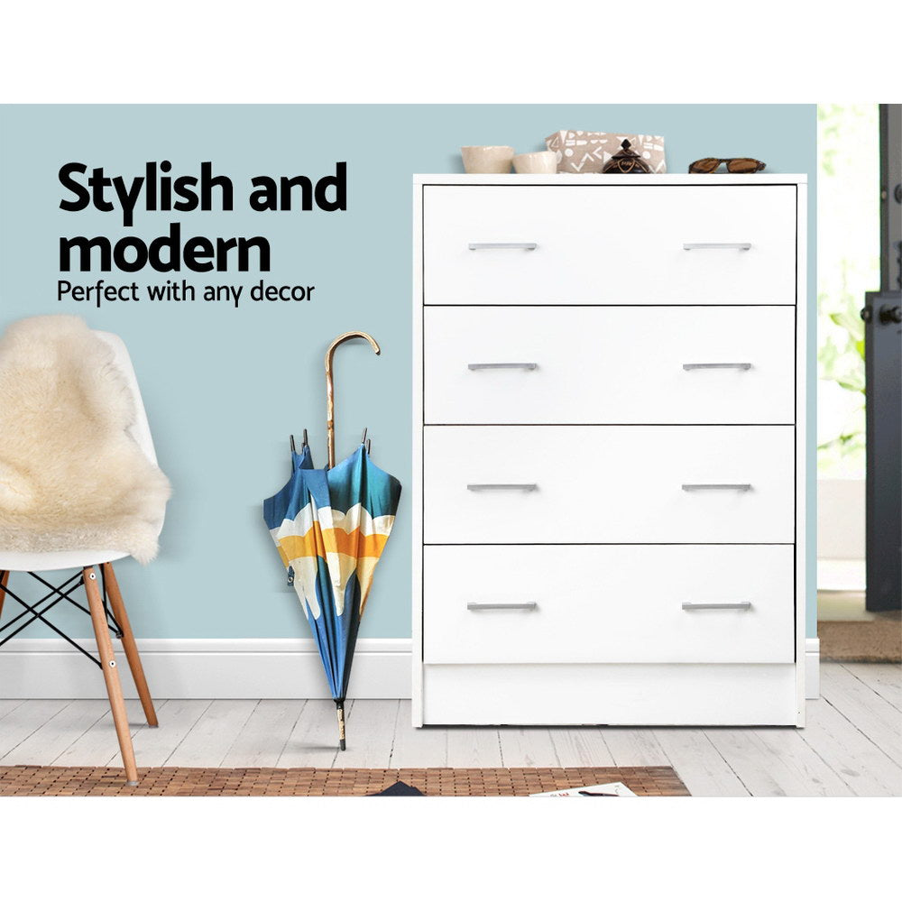 Artiss 3 Chest of Drawers - BRITTANY White