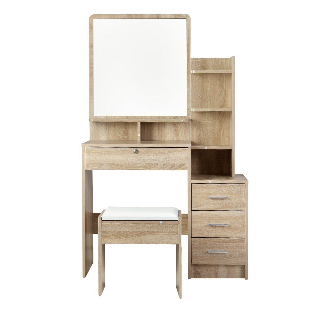Buy Artiss Dressing Table Stool Set 4 Drawers Oak Online Artiss