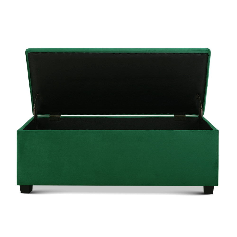 Buy Artiss Storage Ottoman Blanket Box 98cm Velvet Green Online Artiss