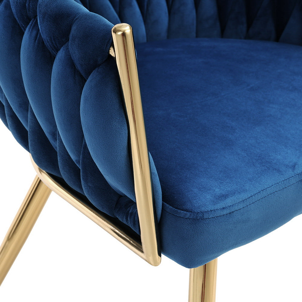 Artiss Armchair Ottoman Accent Chair Pillow Velvet Blue