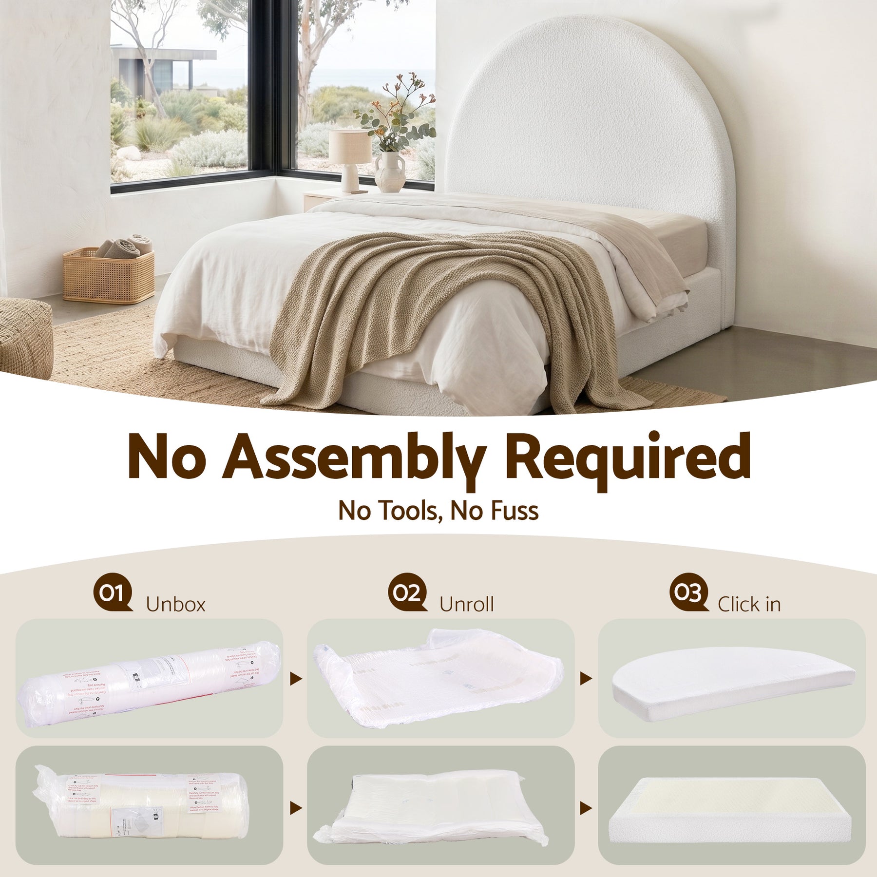 Compressed Bed Frame Buy Artiss Queen Bed Frame Boucle Fabric Vacuum Compressed Beds ...