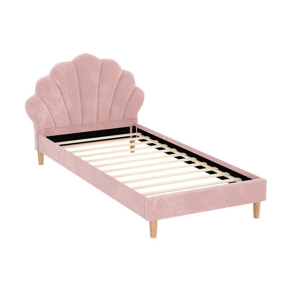 Buy Artiss Bed Frame King Single Size Scallop-Shape Bedhead Beds