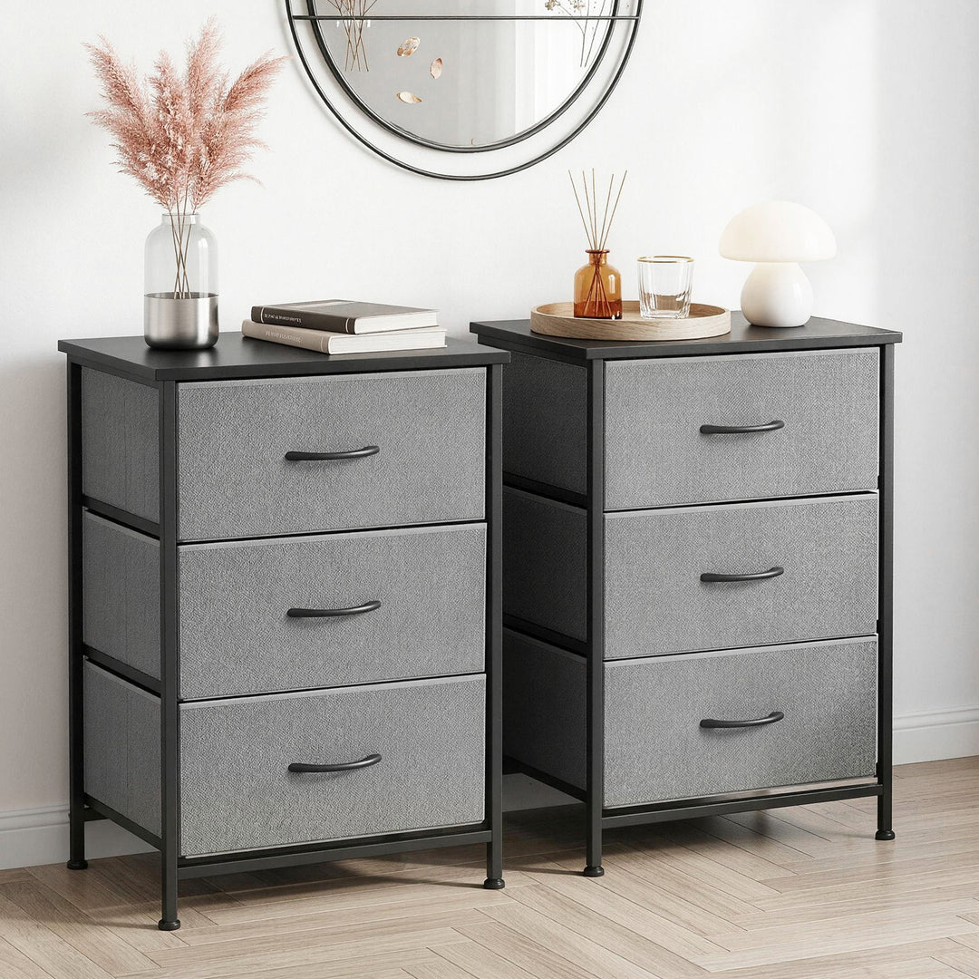 Buy Artiss Set of 2 Chest of 3 Drawers Storage Dresser Tallboy Grey Online - Artiss Buy Artiss Set of 2 Chest of 3 Drawers Storage Dresser Tallboy Grey Online - Artiss