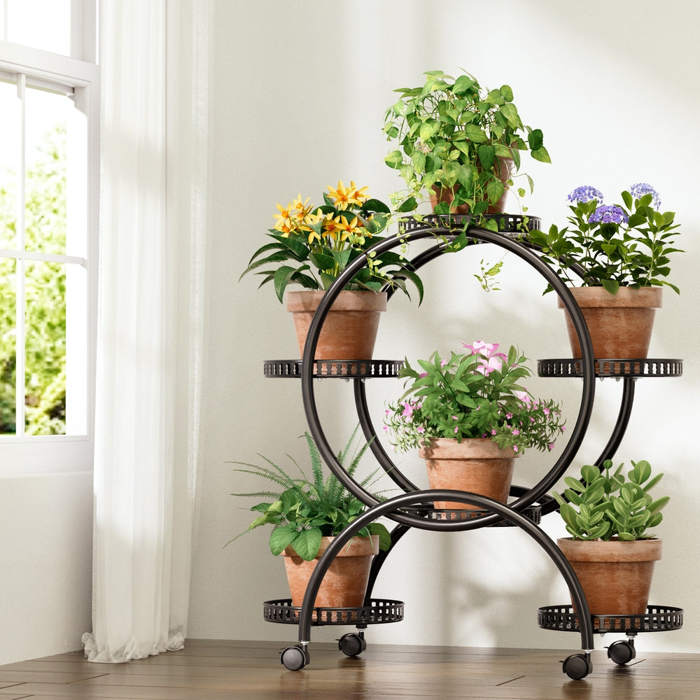 indoor plant stand on wheels Buy Artiss Plant Stand 6 Tier Metal Flower Pot Rack Wheels Online