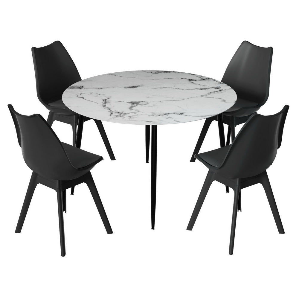 1 Artiss Dining Table And 4 Chairs Set Marble