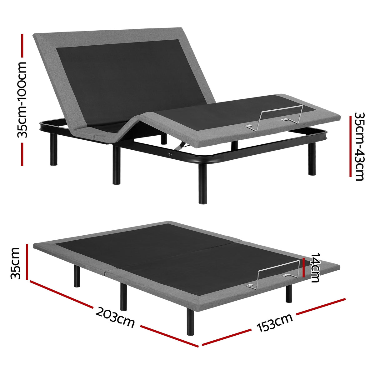 Buy Artiss Adjustable Bed Frame Queen Size Electric Bed Base Wireless ...
