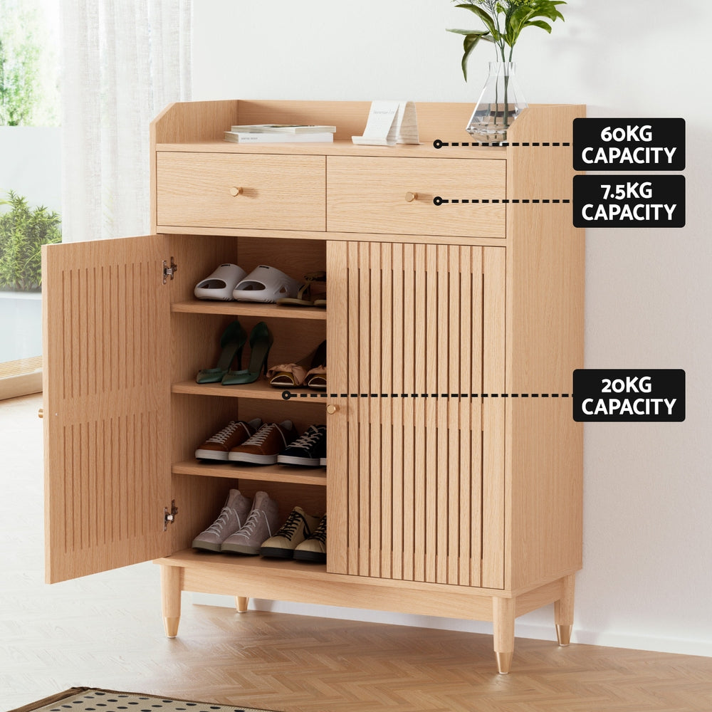 Buy Artiss Shoe Rack Cabinet 4-Tier 16 Pairs Pine Online Artiss