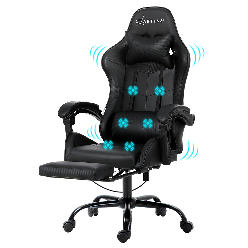 Buy Artiss Point Massage Gaming Office Chair Footrest Black