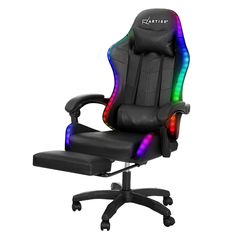 Buy Artiss Point Massage Gaming Office Chair LED Footrest