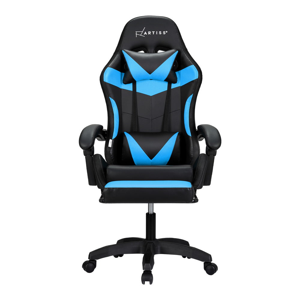 Buy Artiss Point Massage Gaming Office Chair LED Footrest Cyan