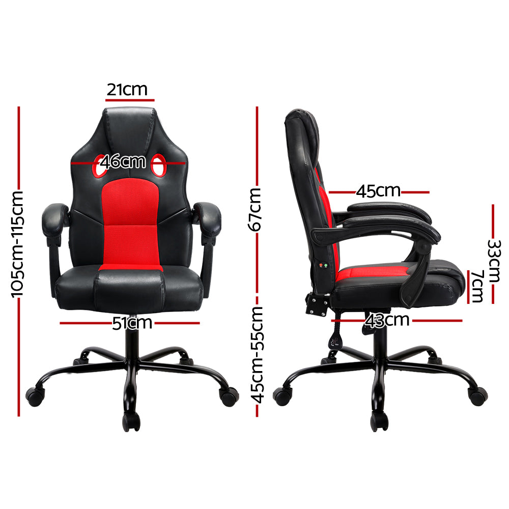 Buy Artiss Point Massage Gaming Office Chair PU Leather Red