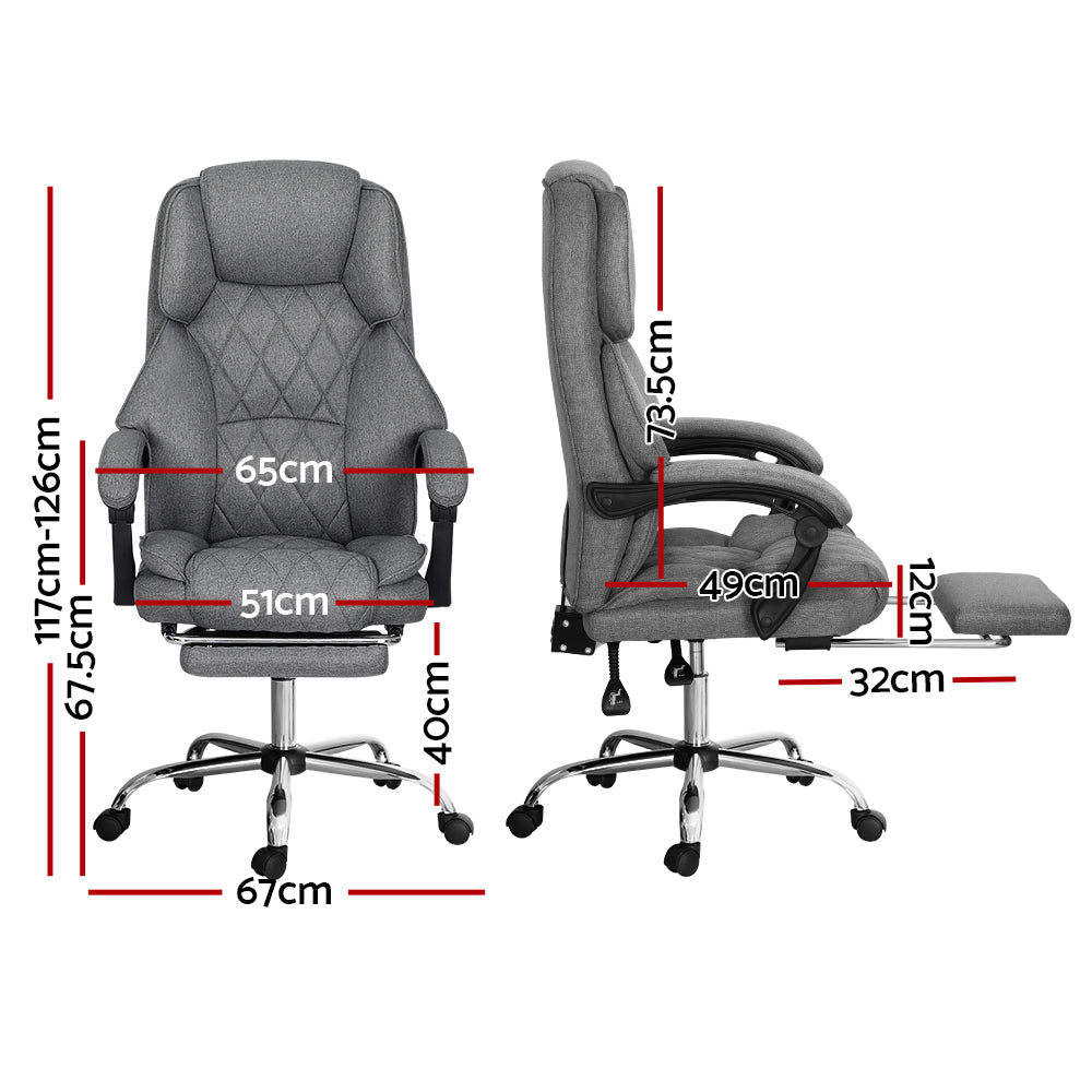 Buy Artiss Executive Office Chair Fabric Footrest Grey Online Artiss