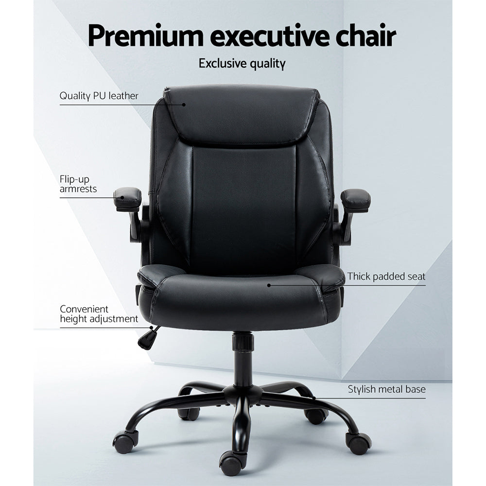 Buy Artiss Executive Office Chair Mid Back Black Online Artiss