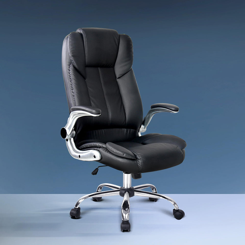 Buy Artiss Executive Office Chair Leather Tilt Black Online Artiss