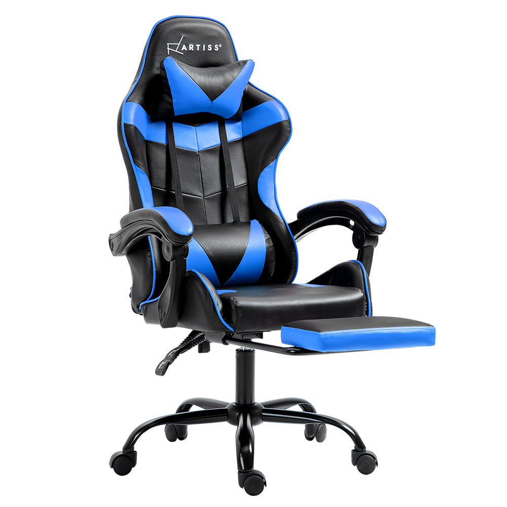 Buy Artiss Gaming Office Chair Recliner Footrest Blue Online Artiss