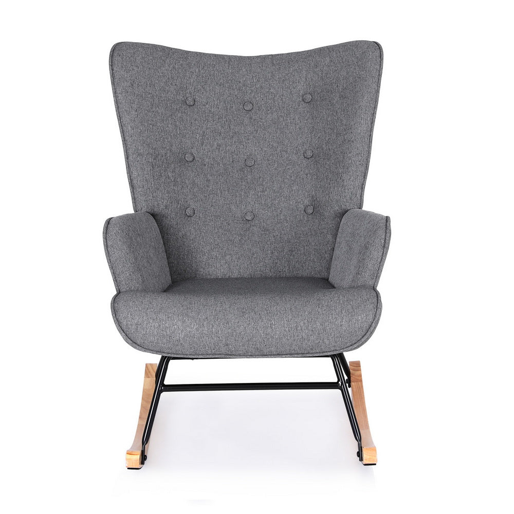 Buy Artiss Rocking Armchair Nursing Chair Linen Fabric Grey Online - Artiss