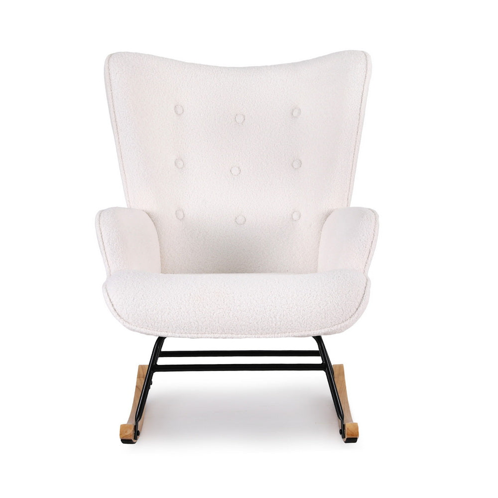 Buy Artiss Rocking Armchair Nursing Chair Boucle Fabric White Online ...