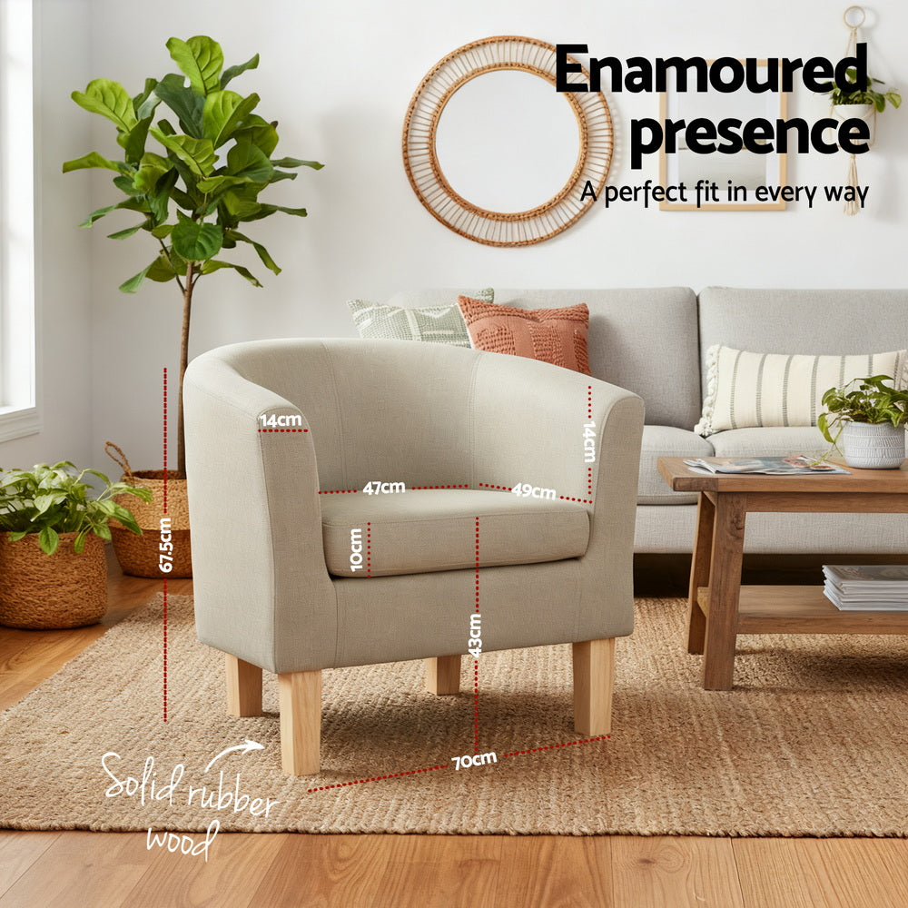 Buy Artiss Armchair Lounge Chair Tub Accent Armchairs Fabric Sofa