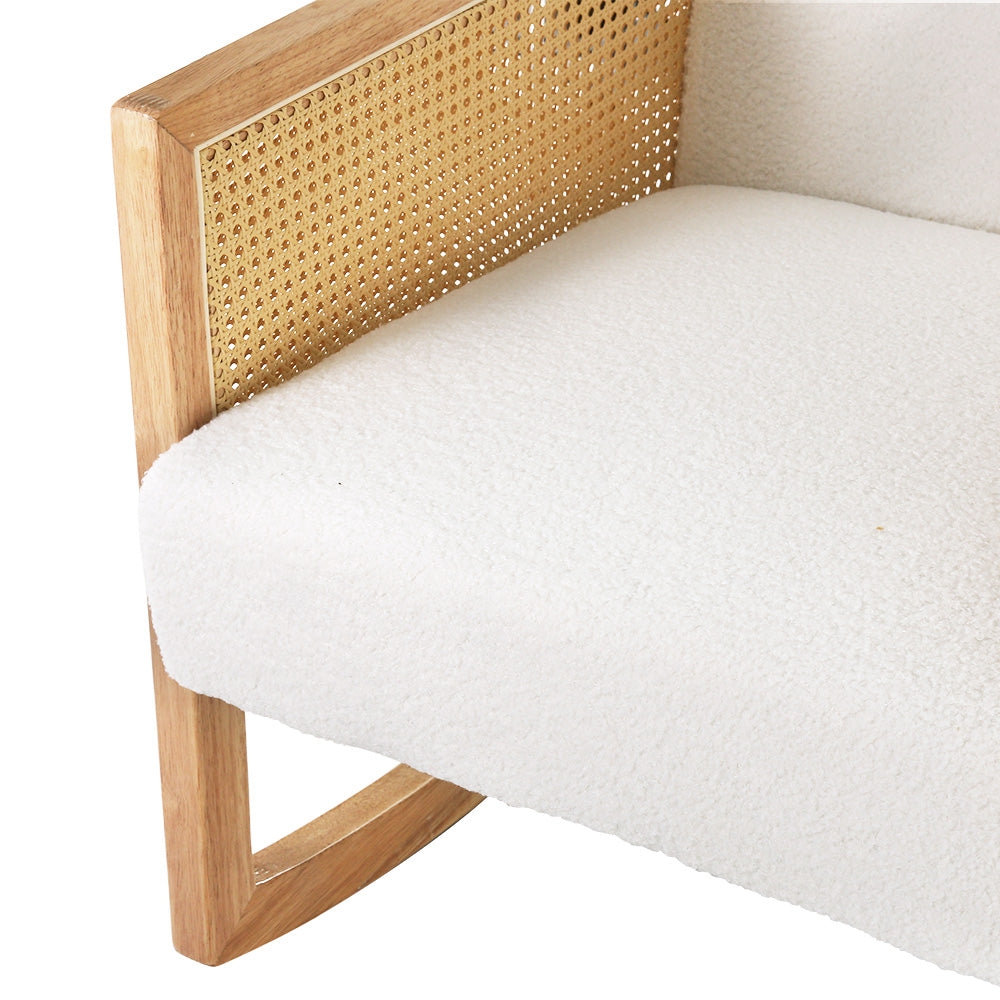 Buy Artiss Armchair Rocking Chair Boucle Rattan White Online - Artiss