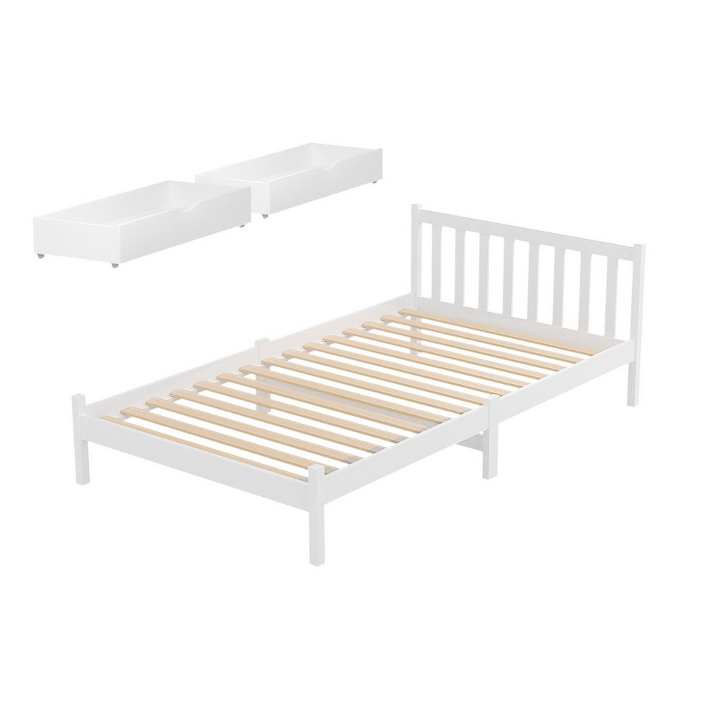 Buy Artiss Bed Frame King Single Size Wooden Platform with 2 Storage ...