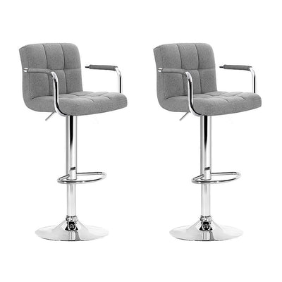 Artiss Set of 2 Bar Stools Gas lift Swivel - Steel and Grey - Artiss