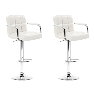 Artiss Set of 2 Bar Stools Gas lift Swivel - Steel and White - Artiss