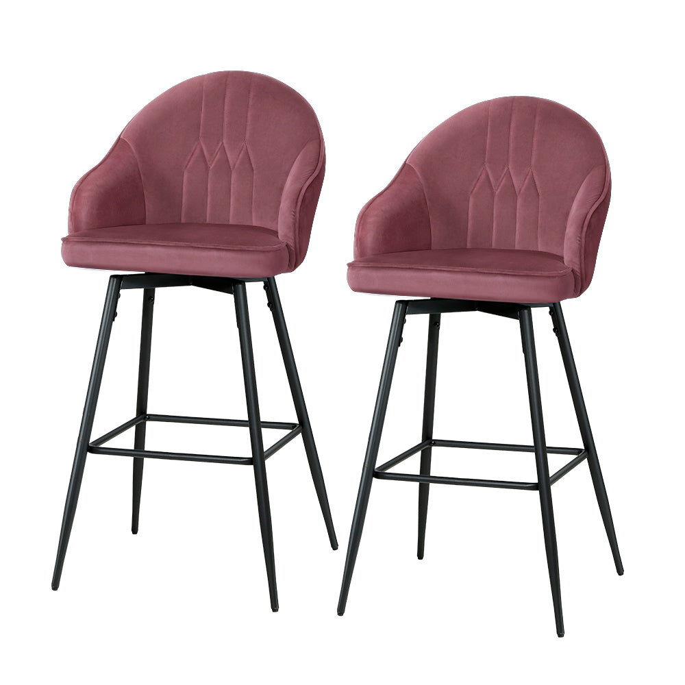 Buy Artiss Set of Bar Stools Kitchen Stool Dining Chairs Velvet