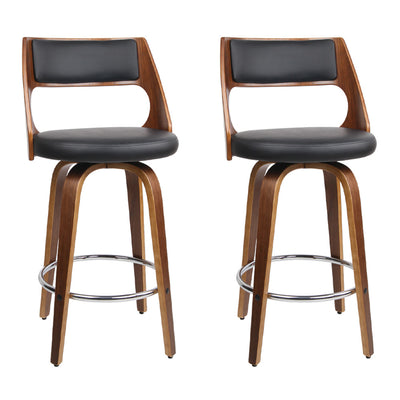 Artiss Set of 2 Wooden Bar Stools - Black - Artiss