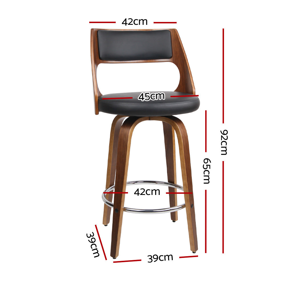 Buy Artiss 2x Bar Stools Swivel Leather Chair 65cm Online - Artiss