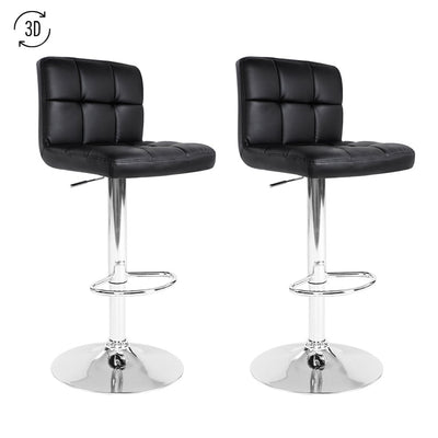 Artiss Set of 2 PU Leather Gas Lift Bar Stools - Black - Artiss