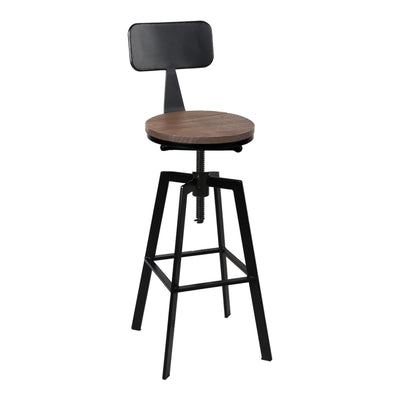 Artiss Rustic Industrial Style Metal Bar Stool - Black and Wood - Artiss