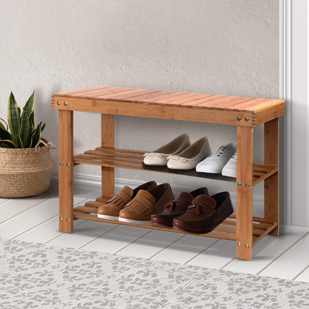 Buy Artiss Shoe Rack Shoe Bench 10 Pairs Bamboo Online Artiss