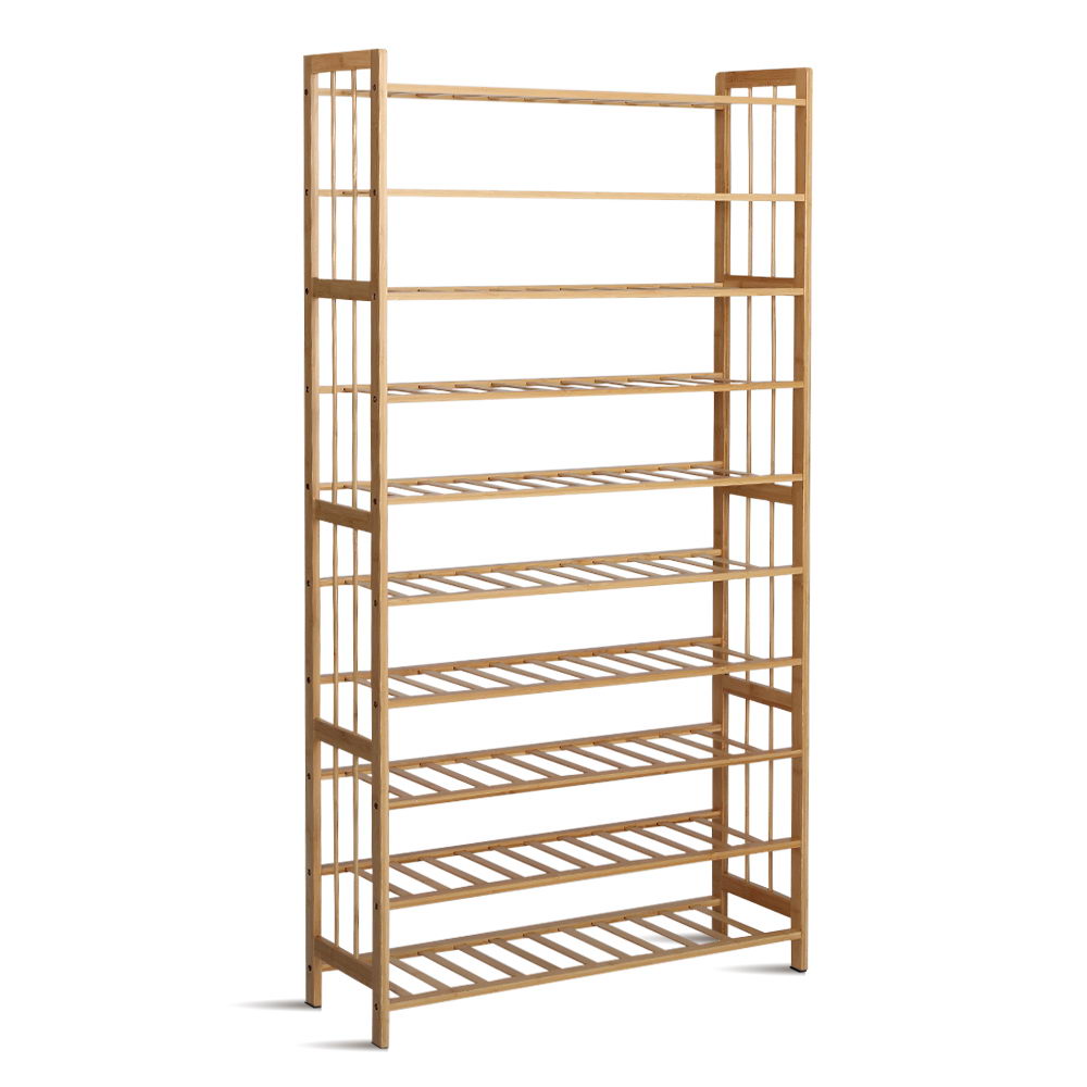 Buy Artiss Shoe Rack Bamboo Shoe Storage 10-tier 50 Pairs Online