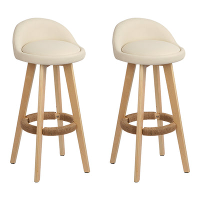 Artiss Set of 2 PU Leather Backrest Bar Stools - Beige - Artiss